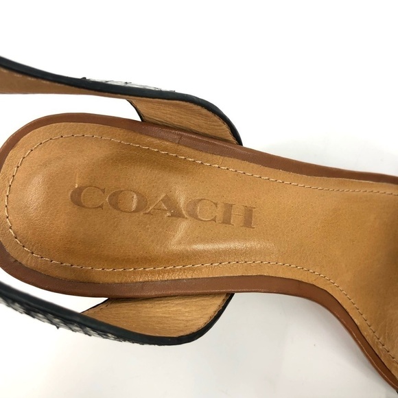 Coach Paige Chunky Heels With Snakeskin Brown Leather Ankle Strap Sandals Sz 5.5 - Picture 6 of 11